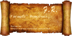 Faragó Romulusz névjegykártya